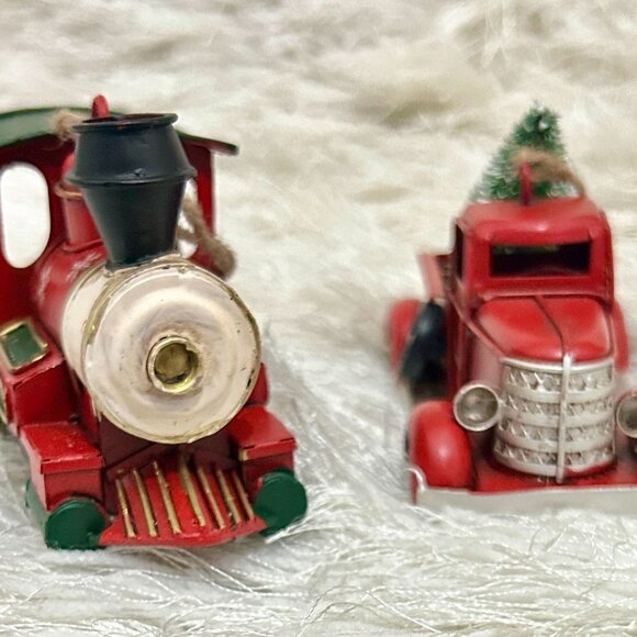 Christmas Vintage Truck and Train Ornament Set (New) - Picture 1 of 6